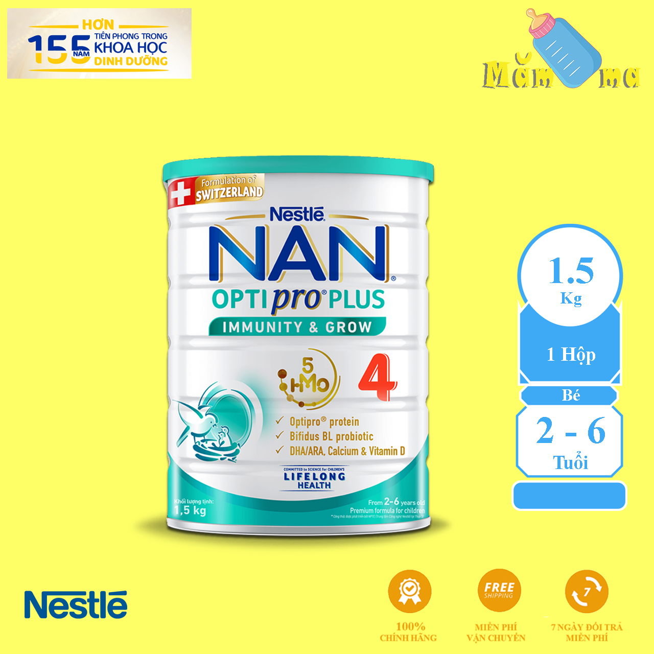 Sữa Bột NAN Optipro Plus số 4 cho trẻ từ 2 - 6 tuổi - Tiêu hóa khỏe