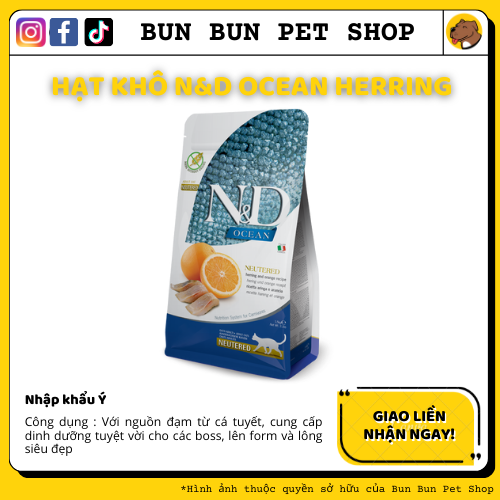 500gr repack hạt khô n&d ocean herring kitten cho mèo con