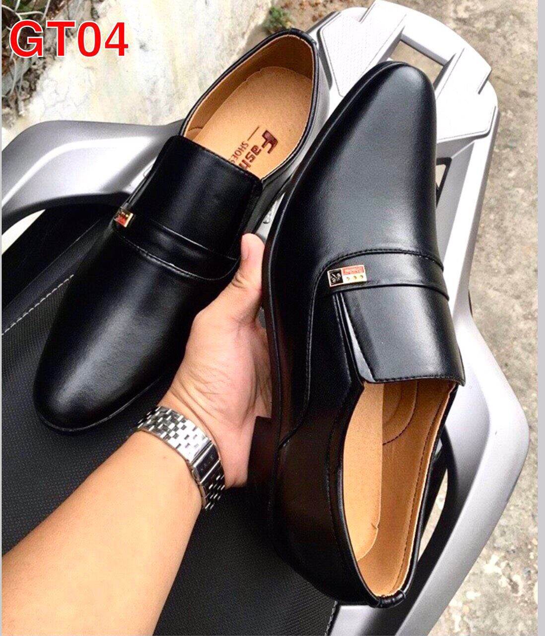 Giày công sở nam mẩu mới phom đẹp mã GT04 màu đen đế khâu sẳn rất chắc chắn