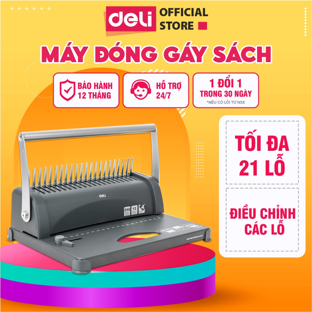 Máy Đóng Gáy Xoắn Lò Xo Deli Cao Cấp, Chính Hãng - Thiết Bị Lý Tưởng Để Đóng Tài Liệu, Sách, Lịch - Thiết Kế Chắc Chắn, Siêu Bền Và Dễ Sử Dụng - Hoàn Hảo Cho Mọi Nhu Cầu Văn Phòng, Nhà Trường, Cửa Hàng Photocopy - Giải Pháp Lưu Trữ Chuyên Nghiệp
