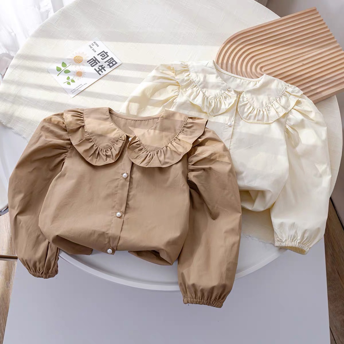 Áo sơ mi bé gái V5 chất lụa cúc ngọc size đại 14 - 45kg