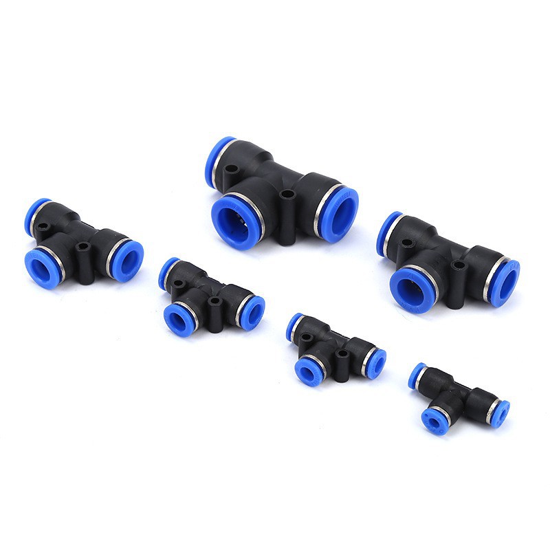 Đầu cút nối nhanh chữ T (chia 3) cho ống 4mm, 6mm, 8mm, 10mm, 12mm chia đường khí, đường nước thành 3 ngả tiện dụng