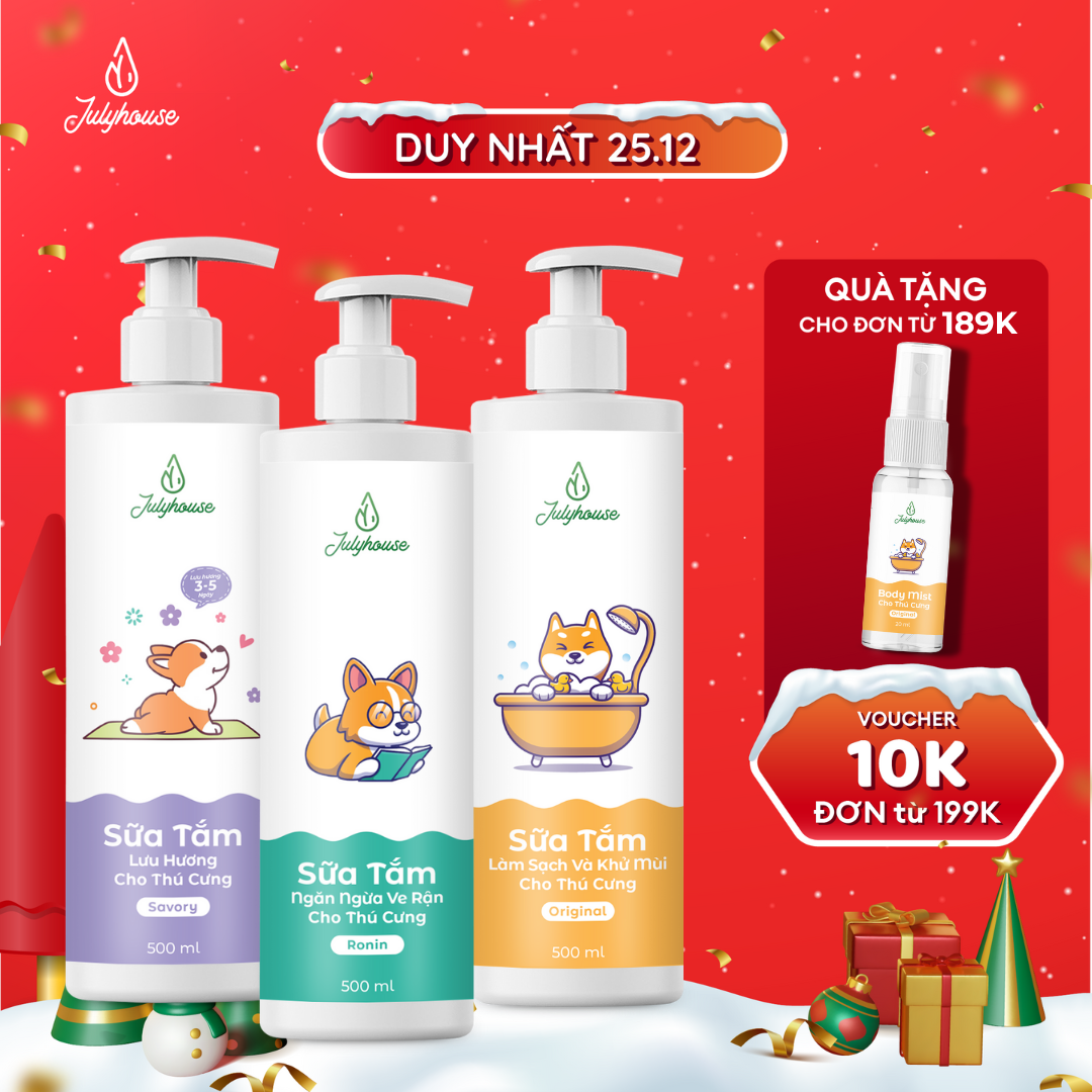 Sữa tắm cho chó mèo 150ml/500ml Julyhouse thơm mát khử mùi hôi