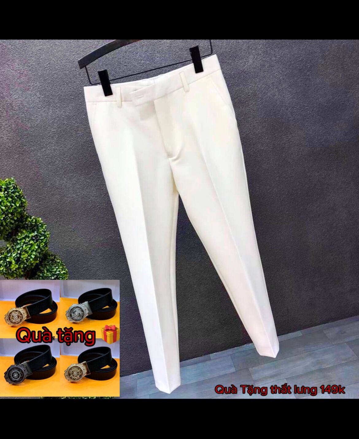 Quần âu trắng tặng kèm thắt lưng