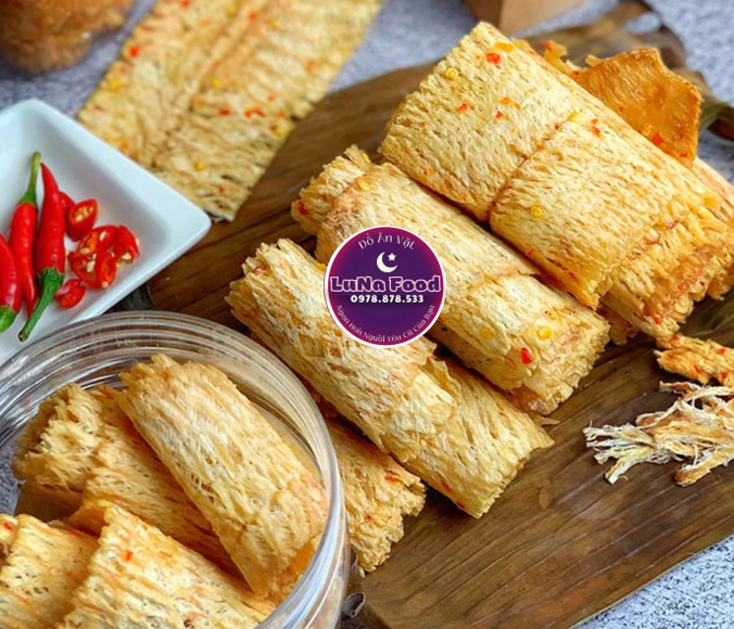 Khô mực cán tẩm gia vị cay ngon - ăn vặt luna food