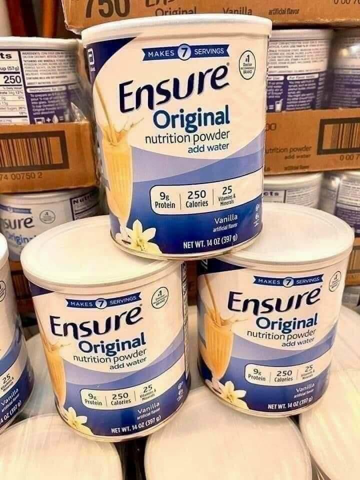 Set 3 hộp sữa bột ensure mỹ original nutrition powder 397g date 2023