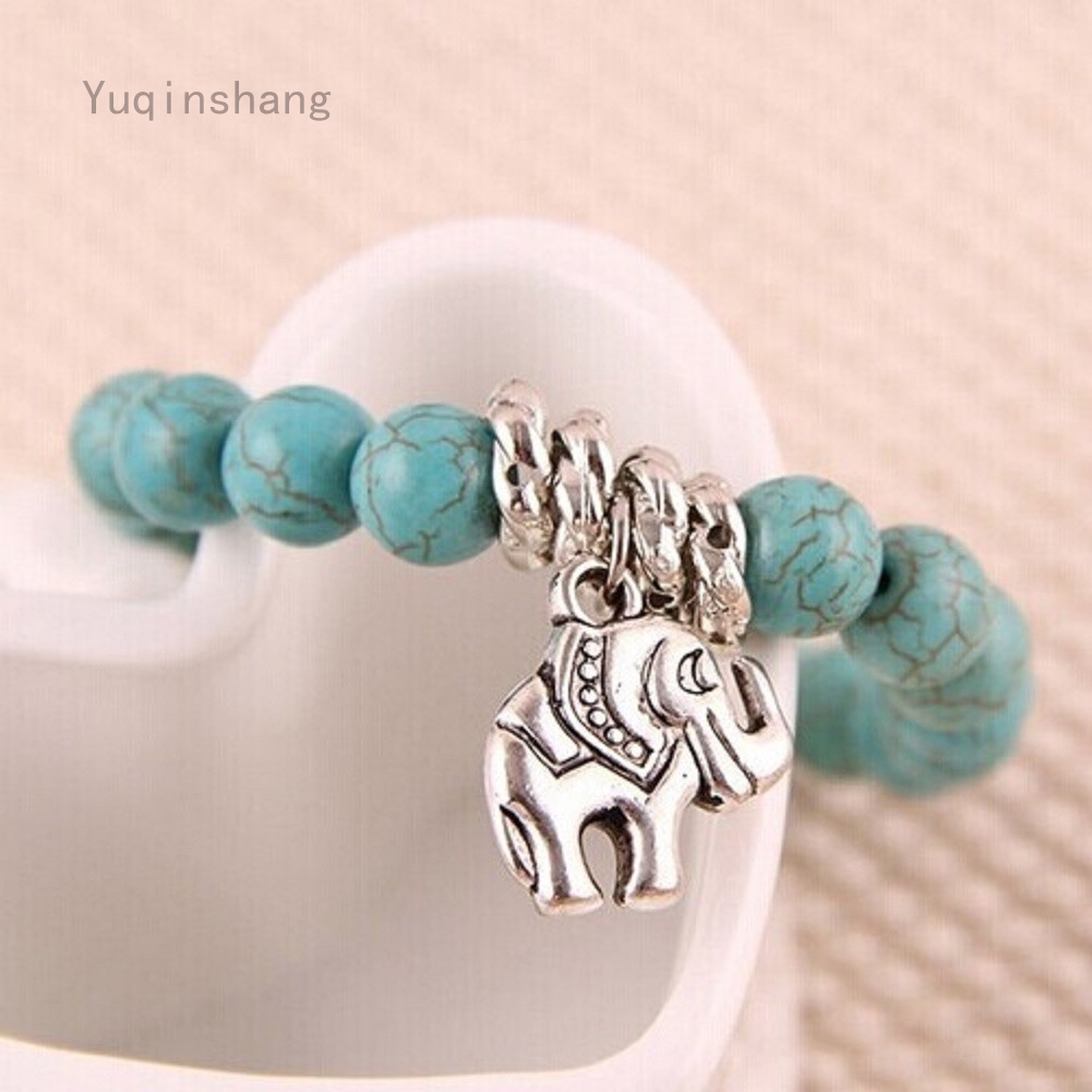 Vòng tay charm đá ngọc lam mặt voi