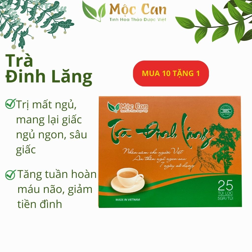 Trà Đinh Lăng Túi Lọc Hỗ Trợ An Thần Giúp Dễ Ngủ, Ngủ Sâu, Giảm Căng Thẳng Thần Kinh, Thanh Lọc Cơ Thể - Trà Thảo Dược Đinh Lăng Mộc Can Hộp 25 Túi Lọc [Lưu mã giảm giá dưới sản phẩm]