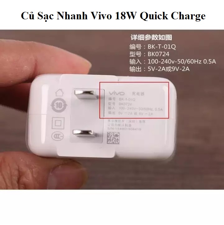 Củ Sạc Nhanh Vivo 18W, Hỗ Trợ Sạc Được Cho Tất Cả Các Máy Có Quick Charge 2.0, Củ Sạc Điện Thoại Cho Vivo