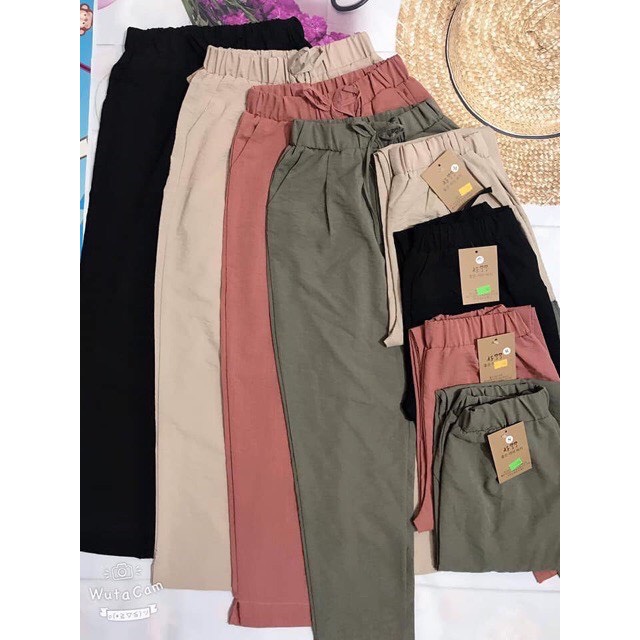 Quần đũi nữ baggy công, đũi hàn siêu mát - Domiu