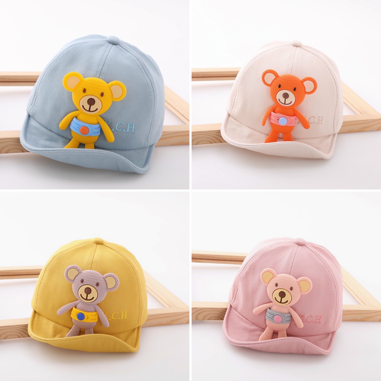 Mũ lưới trai gấu cho bé trai bé gái 4 tháng - 2 tuổi