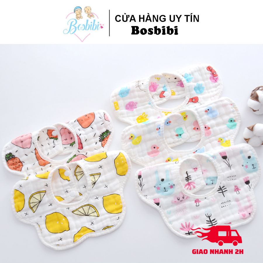 Yếm tròn xoay chất liệu vải xô 6 lớp dày dặn siêu thấm hút- hàng y hình