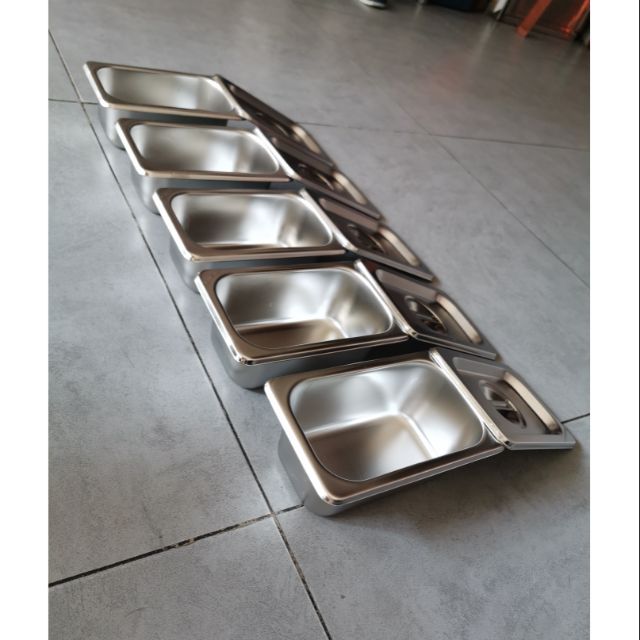 [HCM]Combo 5 bộ khay inox đựng thạch trà sữa topping....17×10 cao 65cm (Tặng Kèm Bộ Thìa Đong Inox)