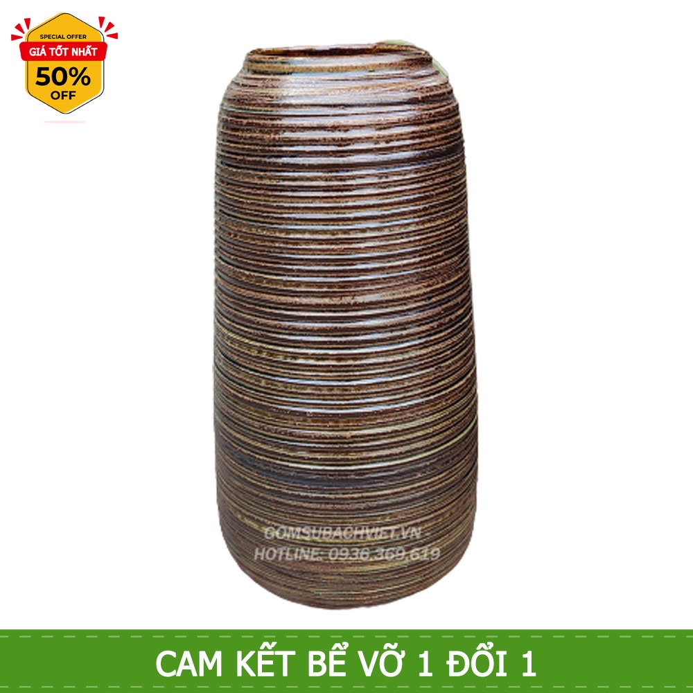 Bình hoa gốm sứ bát tràng kiểu dáng Bom