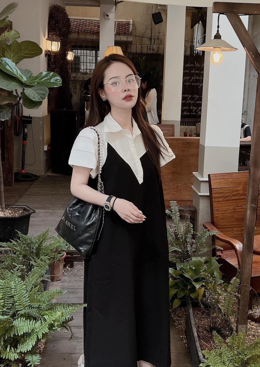 Váy sơ mi phối màu cực xinh luôn nha