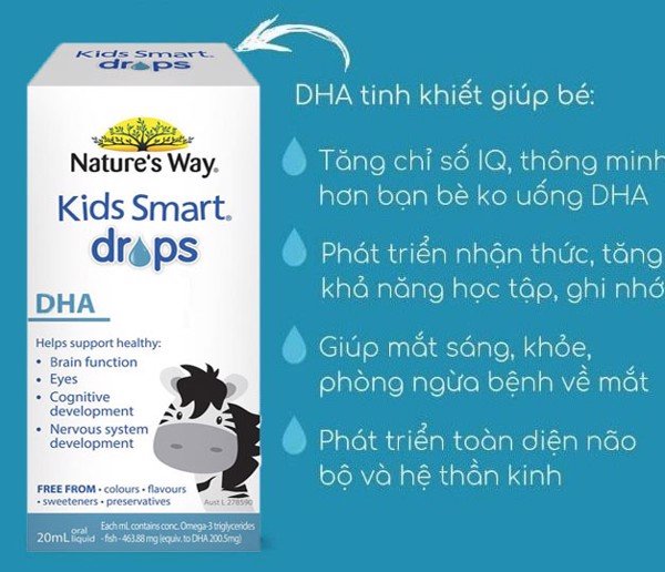 Dha nature's way kids smart drops dha dạng giọt giúp tăng iq, phát triển não bộ cho bé 20ml