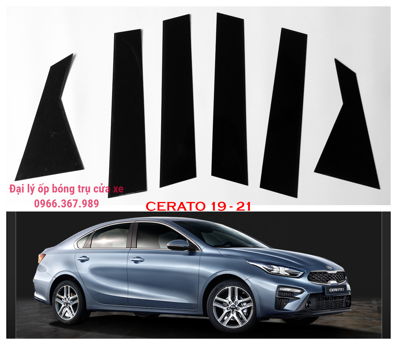 Ốp bóng trụ cửa xe ô tô Kia Cerato