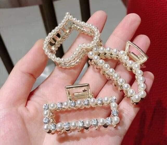 Set kẹp tóc ngọc trai 3 món