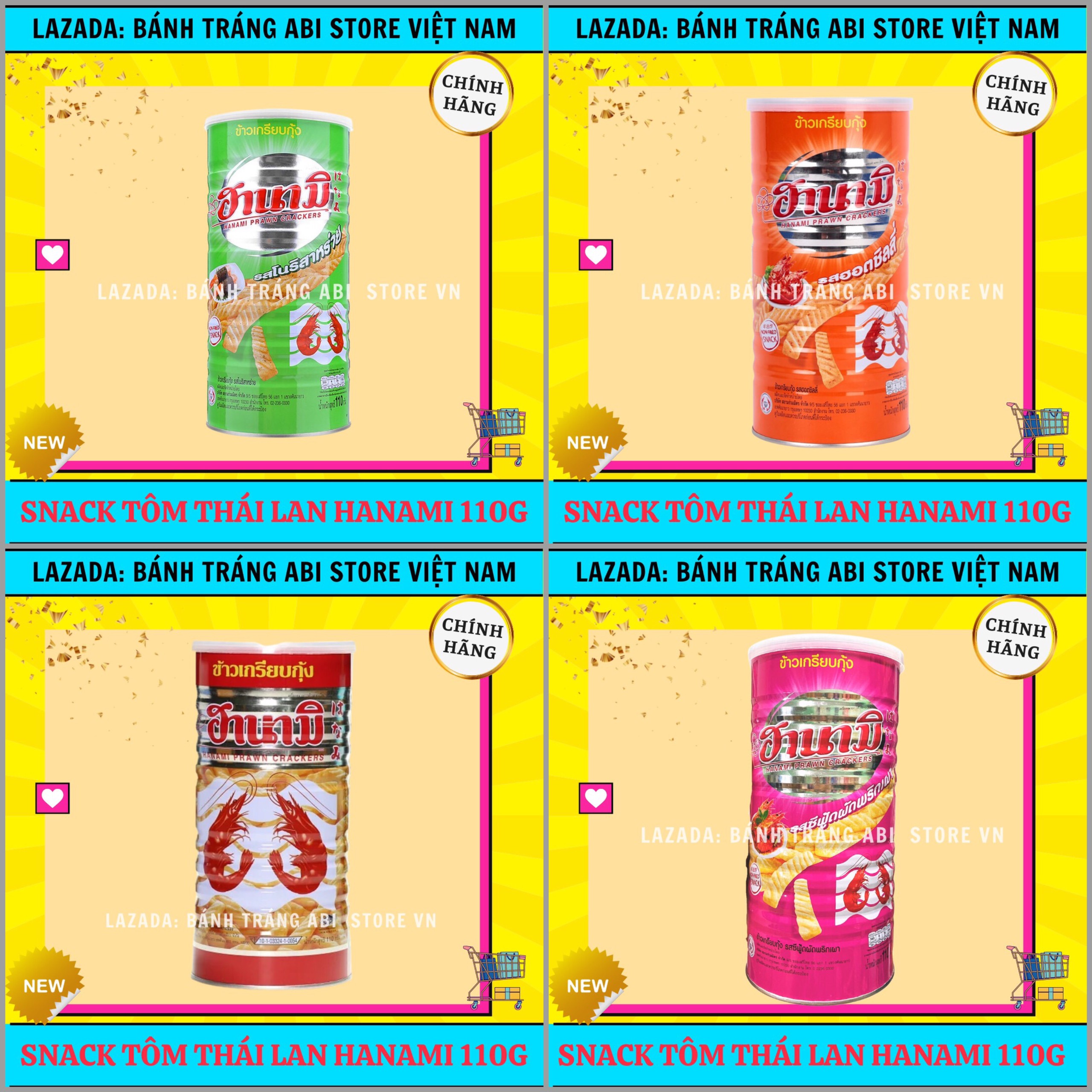 SNACK TÔM THÁI HANAMI LON 4 VỊ SẴN 110G