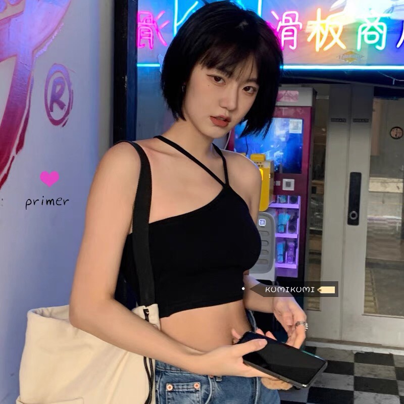 Áo Croptop Hai Dây Cổ Yếm, áo cổ yếm hở lưng