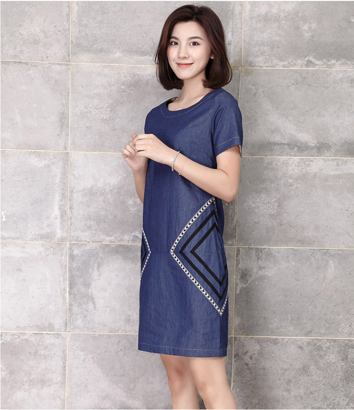 [HCM]Đầm Jean Nữ Suông Phối Kiểu Cách Điệu