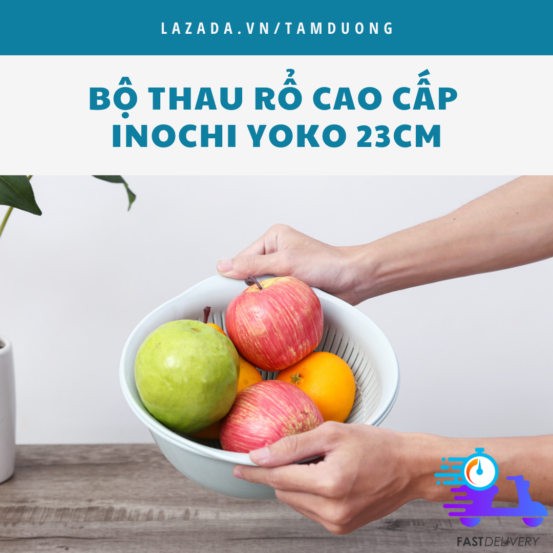 Bộ thau rổ cao cấp Inochi 23cm (phong cách tiêu chuẩn Nhật) [HCM-Giao hoả tốc 2h]