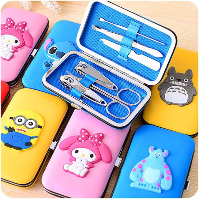 Bộ 7 dụng cụ du lịch làm móng tay hoạt hình 7 món - Bộ 7 Dụng Cụ Cắt Móng Tay bỏ túi Hello Kitty - Bộ kiềm cắt móng Bộ Cắt Móng Tay Hello Kitty 7 món