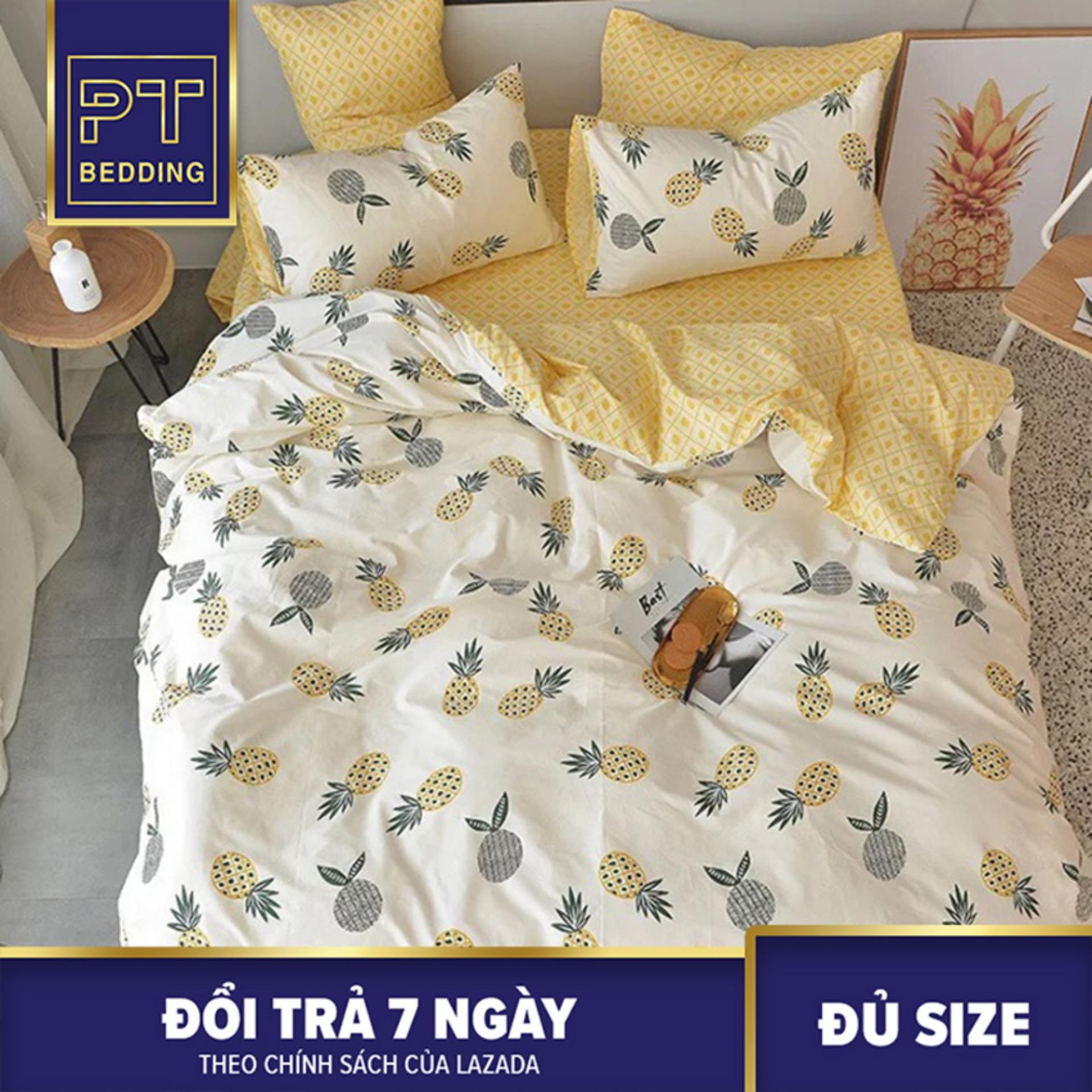 Bộ chăn ga gối mẫu dứa vàng