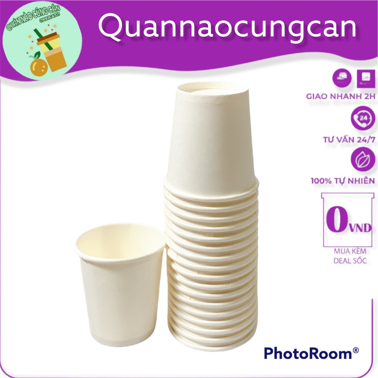 50 Ly giấy trắng 2oz ~ 75ml dùng 1 lần ly dùng thử tiện lợi - Quán nào cũng cần