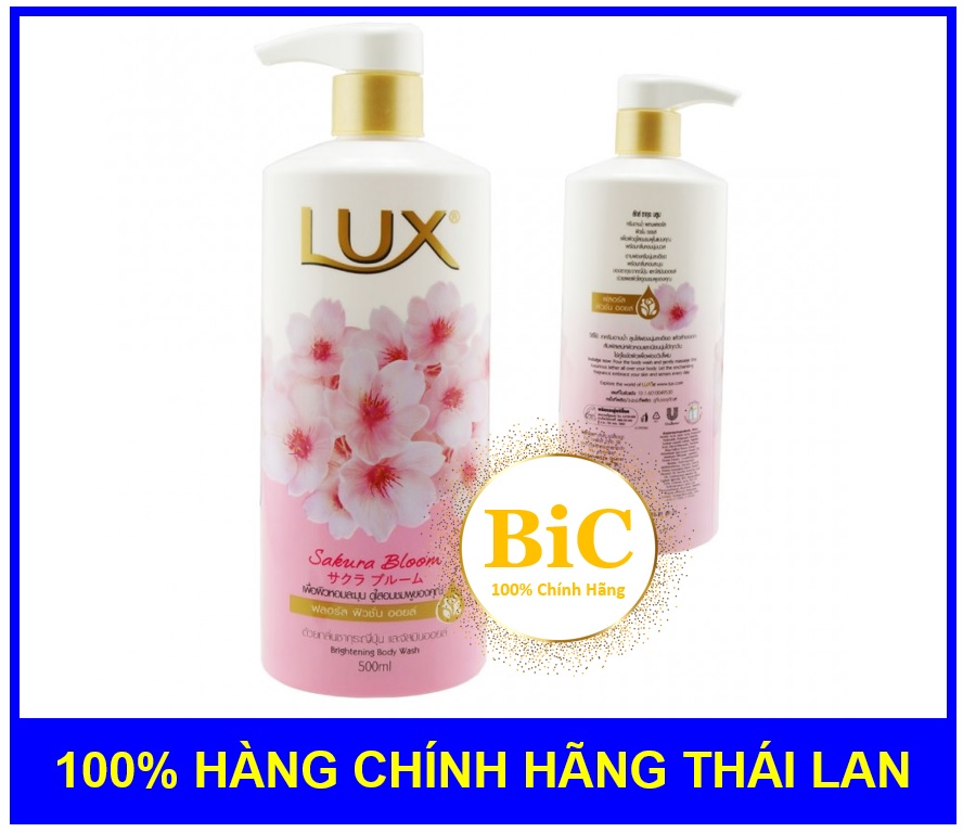 Chai Sữa Tắm Lux Màu Hồng  Sakura nhập khẩu Thailand- 500ml/chai