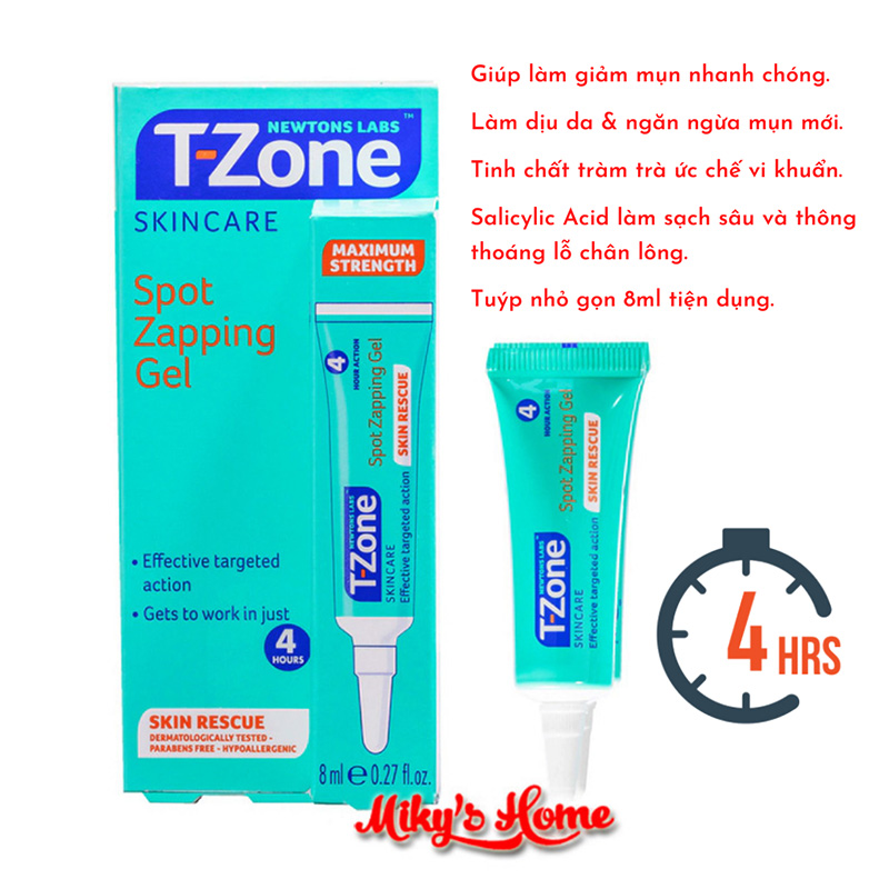 Gel ngăn mụn cấp tốc tinh chất tràm trà Newtons Labs T-Zone Spot Zapping 8ml