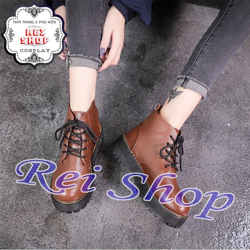Giày boot nữ cổ ngắn g15 da pu mềm mại đế thấp 2.5cm nữ tính