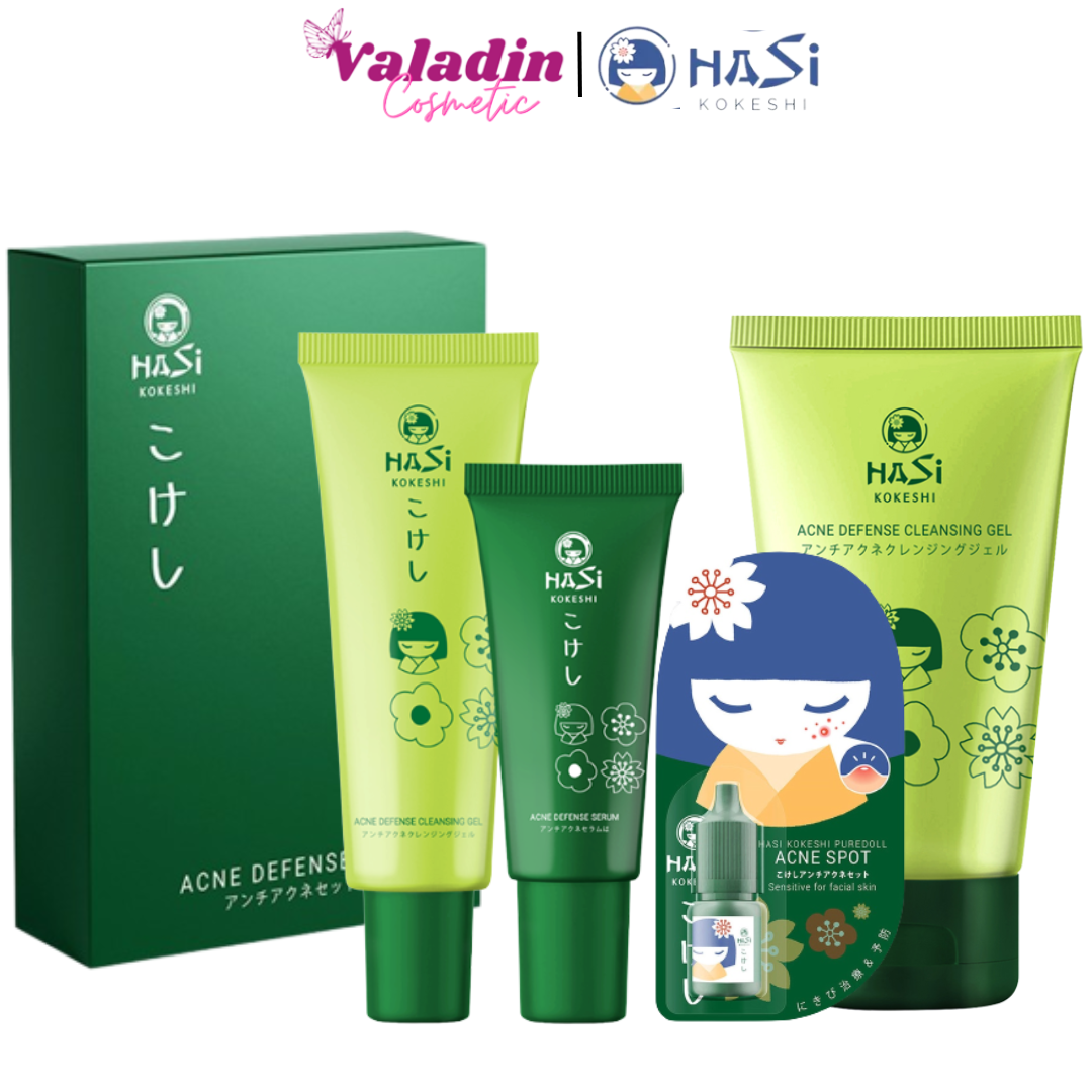Chấm mụn HASI KOKESHI PUREDOLL 5ml Gom còi mụ/Sữa rửa mặt da mụn ACNES HASI / Set Serum & Gel rửa mặt Mụn Hasi