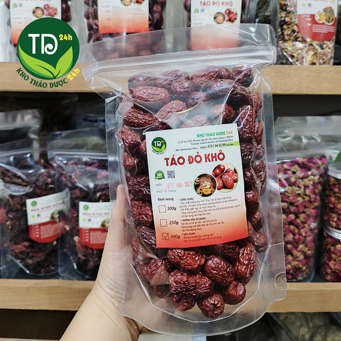 [500 gram] Táo đỏ Tân Cương chín sấy khô, nguyên liệu nấu chè, chưng yến, hầm canh, pha trà, loại 1, ngủ ngon, tốt cho tim mạch, hàng loại 1 | Kho thảo dược 24h