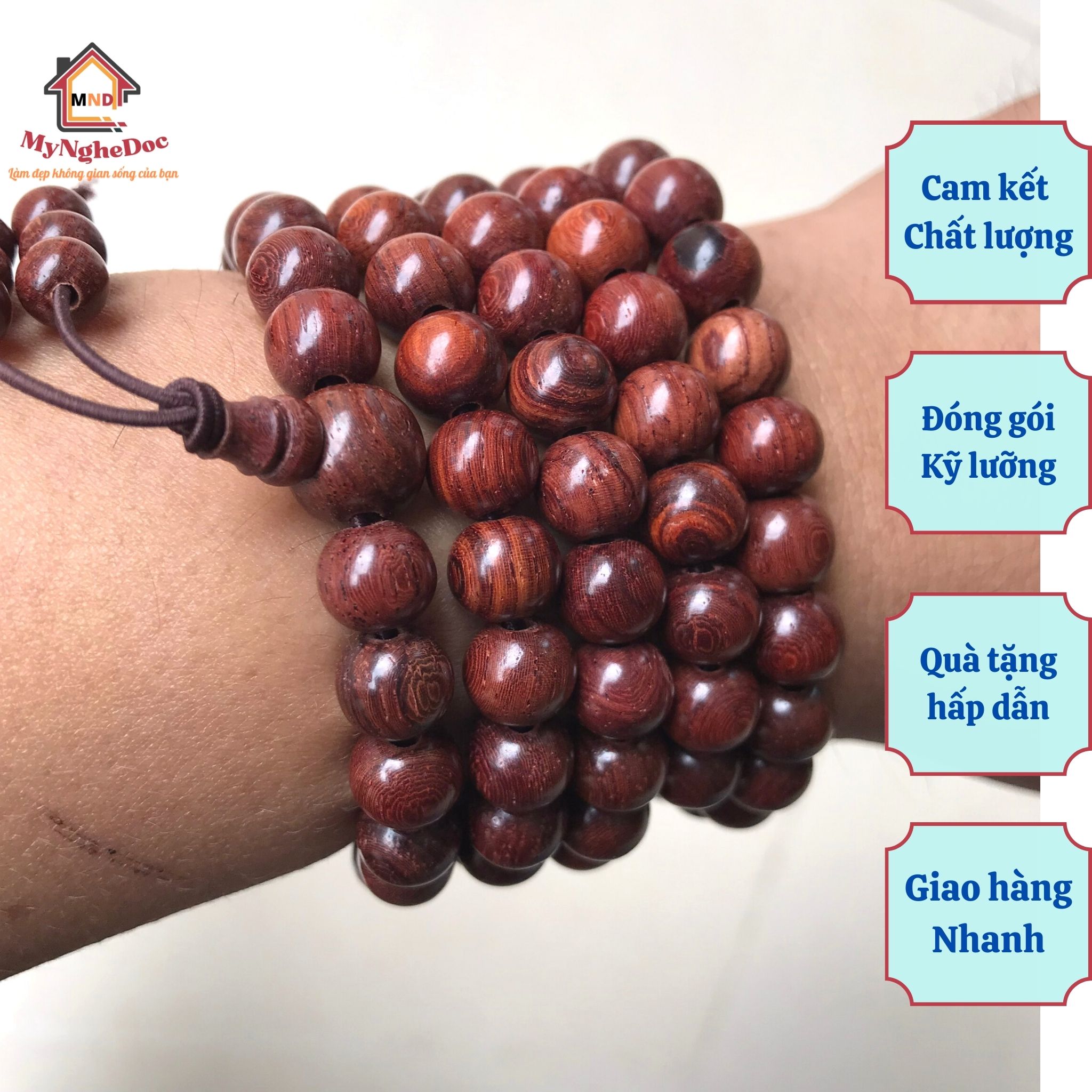 Vòng tay phong thủy gỗ cẩm lai, chuỗi tràng 108 hạt gỗ Cẩm Lai - bền/bóng/đẹp - An Yên - Thịnh Vượng