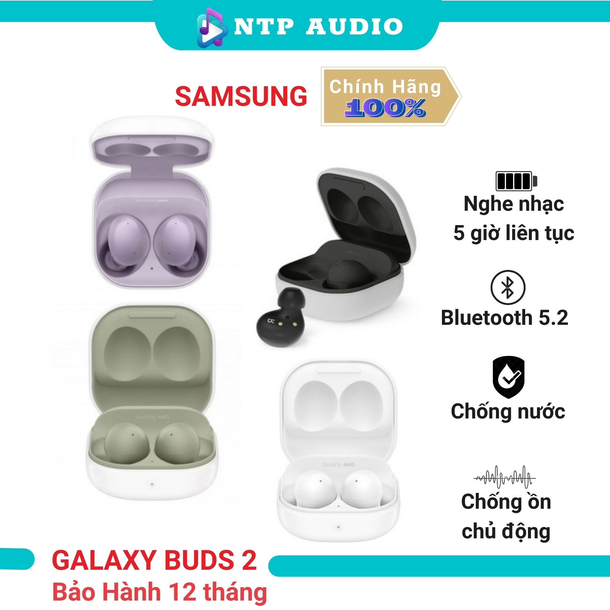 Tai nghe Bluetooth không dây Samsung Galaxy Buds 2 - Chính hãng BH 12 tháng