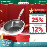 Chảo Xào Chống Dính Sunhouse Healthy Công Nghệ Hybrid Inox Liền Khối Size 26-28cm, Dùng Được Bếp Từ - IN26-28M8VK