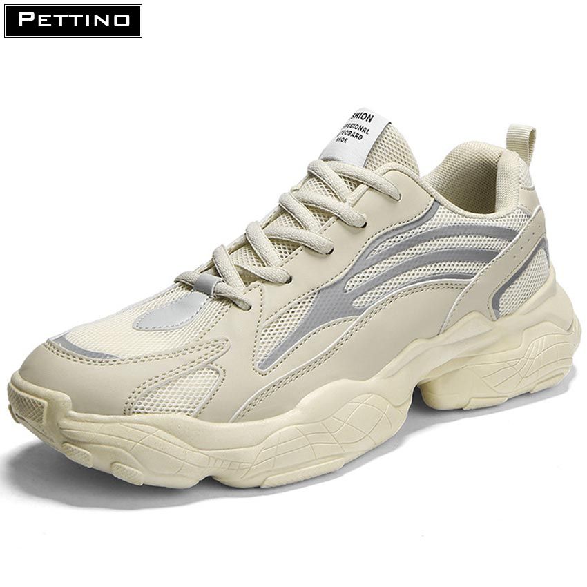 [VOUCHER 30K - MUA 2 GIẢM 5%] Giày phản quang, giay nam sneaker,  giày tăng chiều cao màu be PETTINO - LLTS03