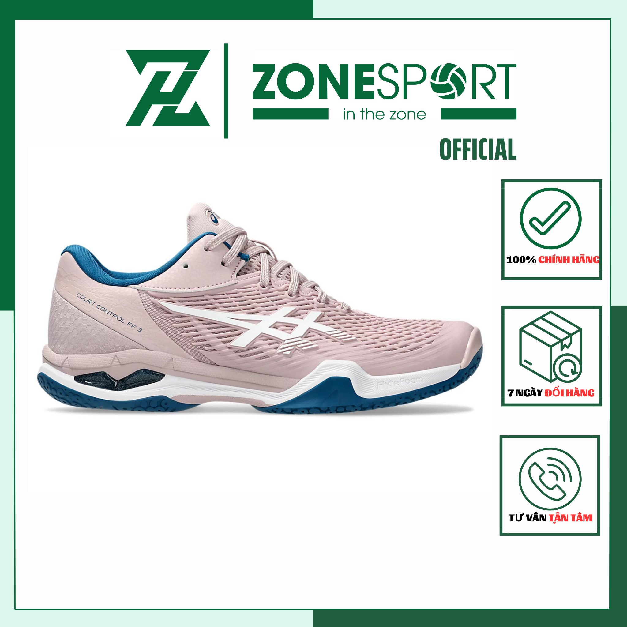 Giày Nữ Asics Court Control FF 3 Hồng Trắng - Giày Chuyên Cầu Lông, Tennis, Bóng Chuyền hỗ trợ bật n