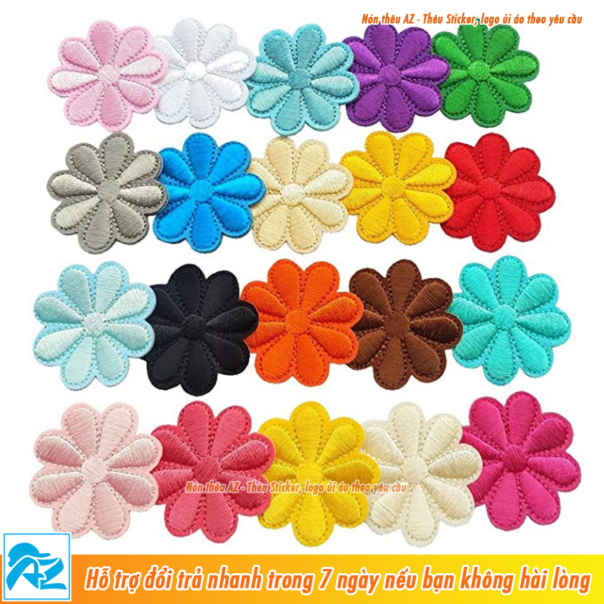 Sticker ủi thêu hình bông hoa 8 cánh - Patch ủi vá quần áo thun sơ mi balo S52