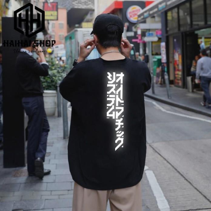 [HCM]Áo Thun Phản Quang In Hình Chữ Nhật Dọc  Áo Thun Unisex Nam Nữ Vải Cotton 75% Dày Bền Đẹp  HaiHaiShop Ken T-Shirt