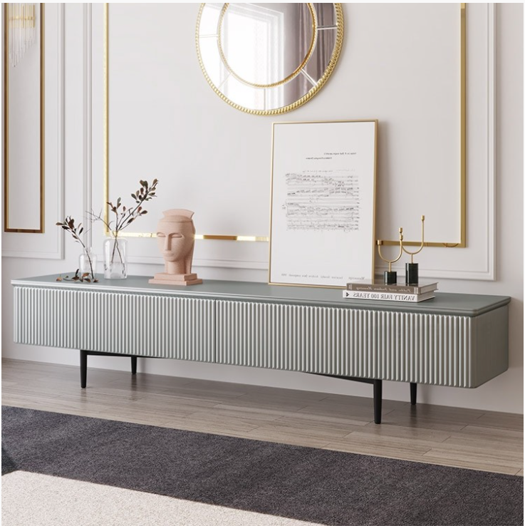 Kệ tivi cao cấp,mặt kính cường lực, có 2 ngăn kéo, mặt cánh soi CNC, sơn Inchem - EL-TV12 - Nội thất Elegant