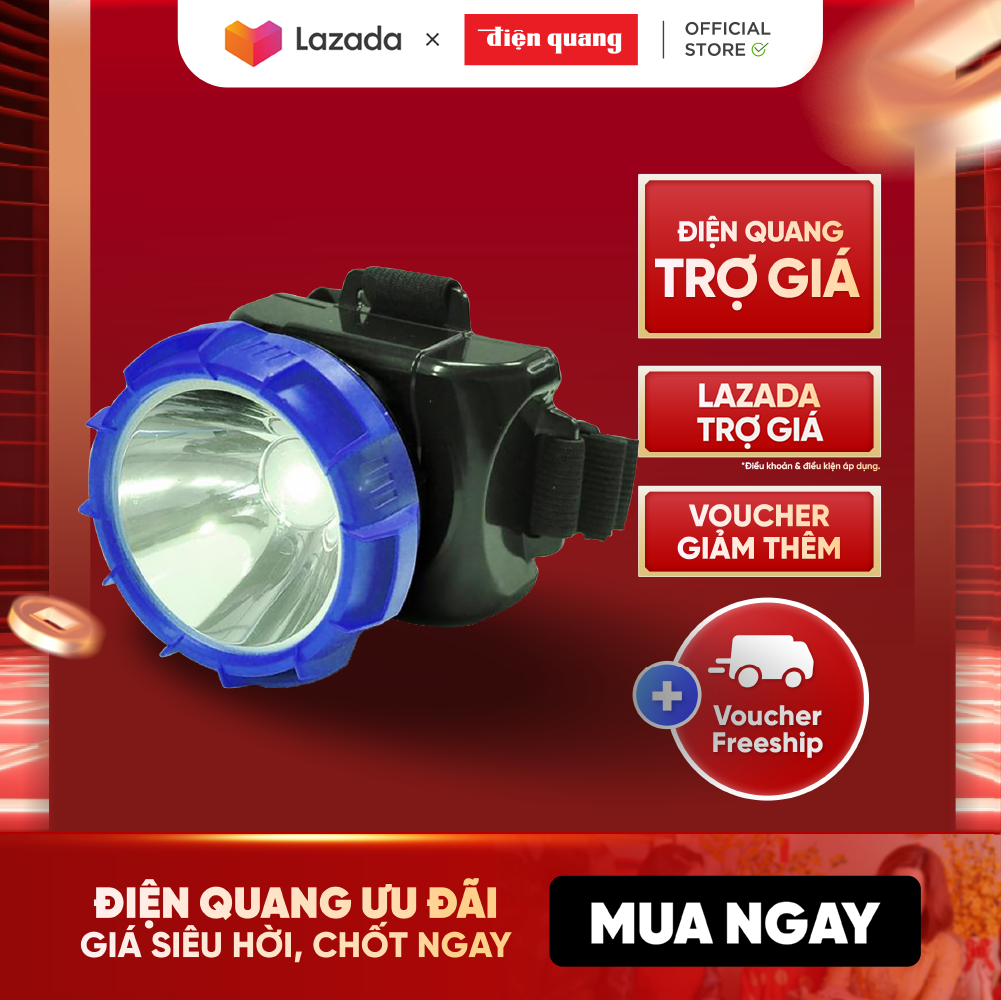 Đèn Pin Đội Đầu Điện Quang ĐQ PFL12 R BLB (Đen - xanh dương)