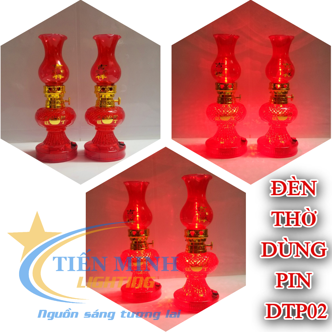 GIÁ CẶP - Đèn dầu điện tử dùng pin AA, MÀU ĐỎ, Đèn Led Chiếu sáng