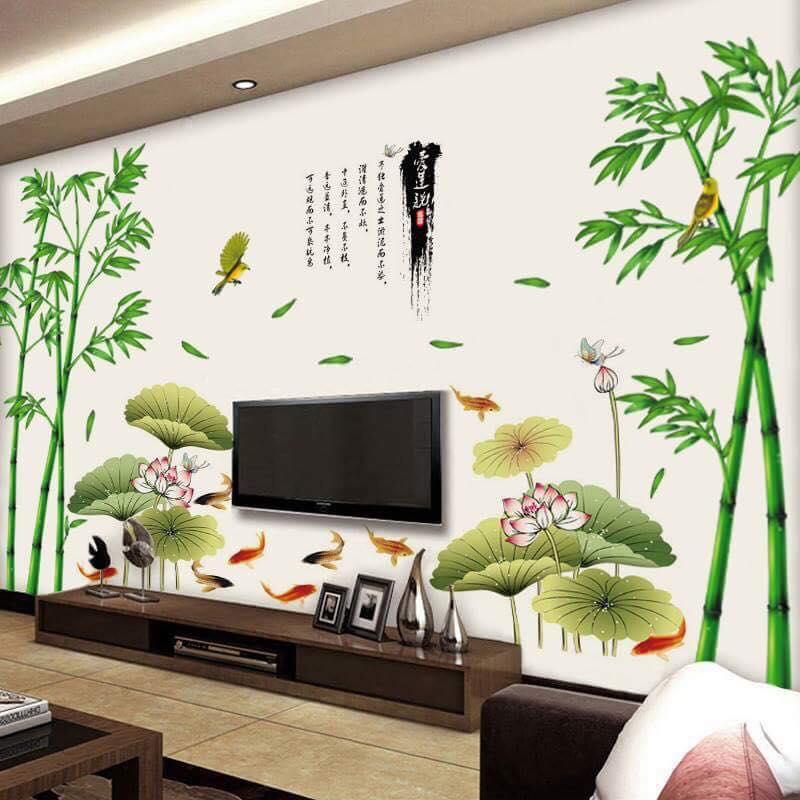 Decal dán tường Sen tre- C11H22-flowerdecal-Scenedecal