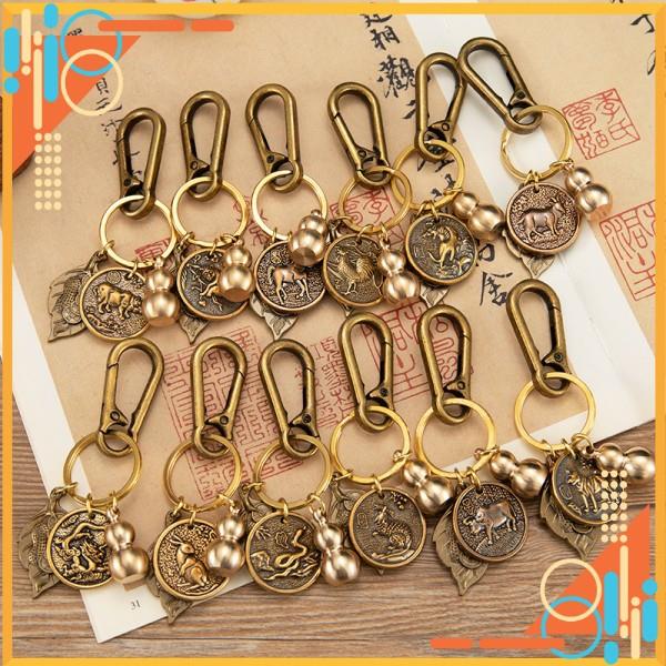 HOT SALE Móc khóa con giáp phong thủy đúc đồng sang trọng may mắn tài lộc