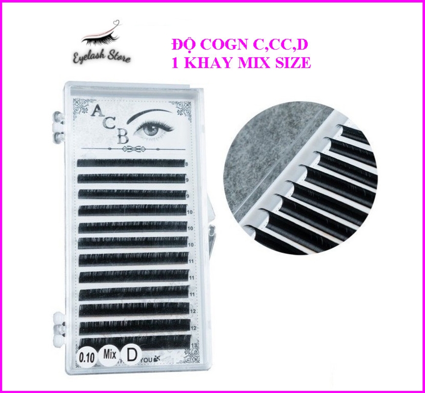 Mi khay mix độ cong c, cc,d,chất mi silk hàn, mềm dễ bắt keo, nối classic, volume_eyelash store