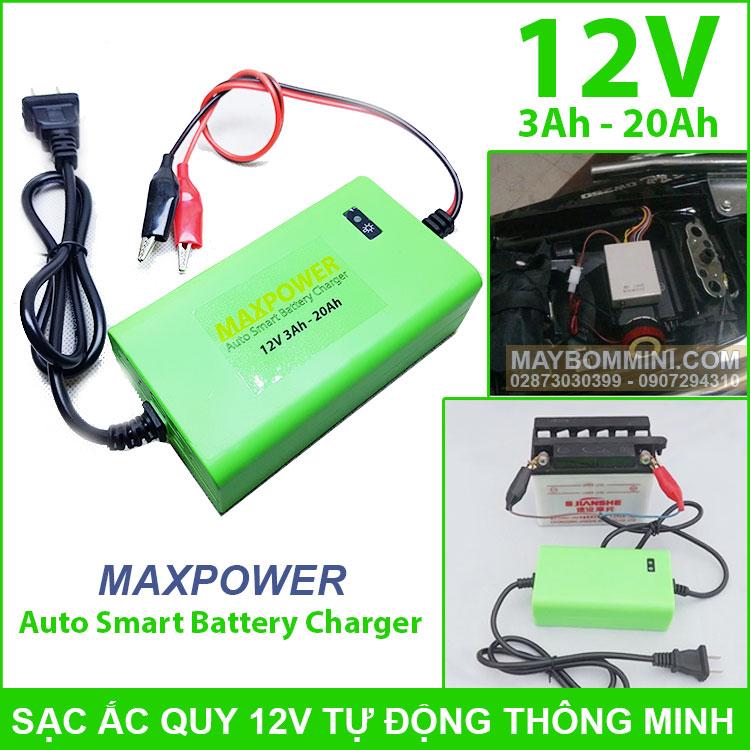Bộ Sạc Ắc Quy Tự Động Thông Minh 12V 2A MAXPOWER 3Ah 20Ah