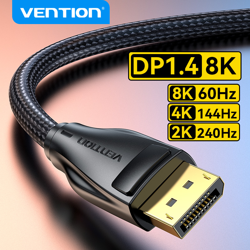 Vention Cáp Displayport 1.4 8K 60Hz 4K 144Hz 2K 165Hz DP Đực Sang DP Đực 32.4Gbps High Speed Cord Cho Máy Chiếu Video Máy Tính Xách Tay PC TV Dây Display Port