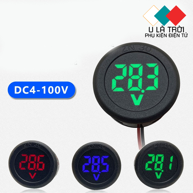 Đồng hồ đo vôn đồng hồ báo volt xe máy pin bình ác quy 4-100V